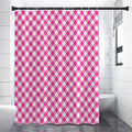 Magenta Pink And White Gingham Print Shower Curtain