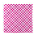 Magenta Pink And White Gingham Print Silk Bandana