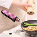 Magenta Pink And White Gingham Print Skillet Handle Cover