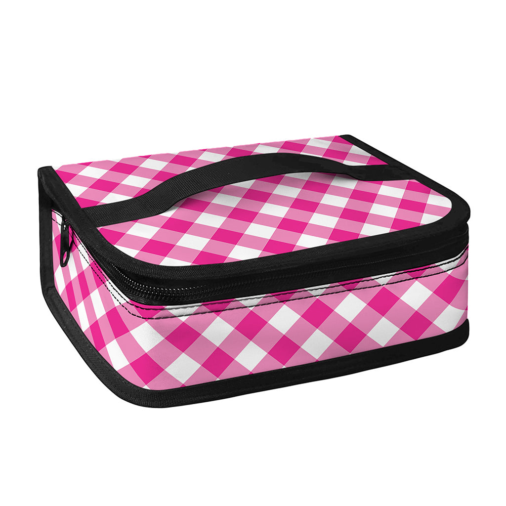 Magenta Pink And White Gingham Print Small Lunch Bag