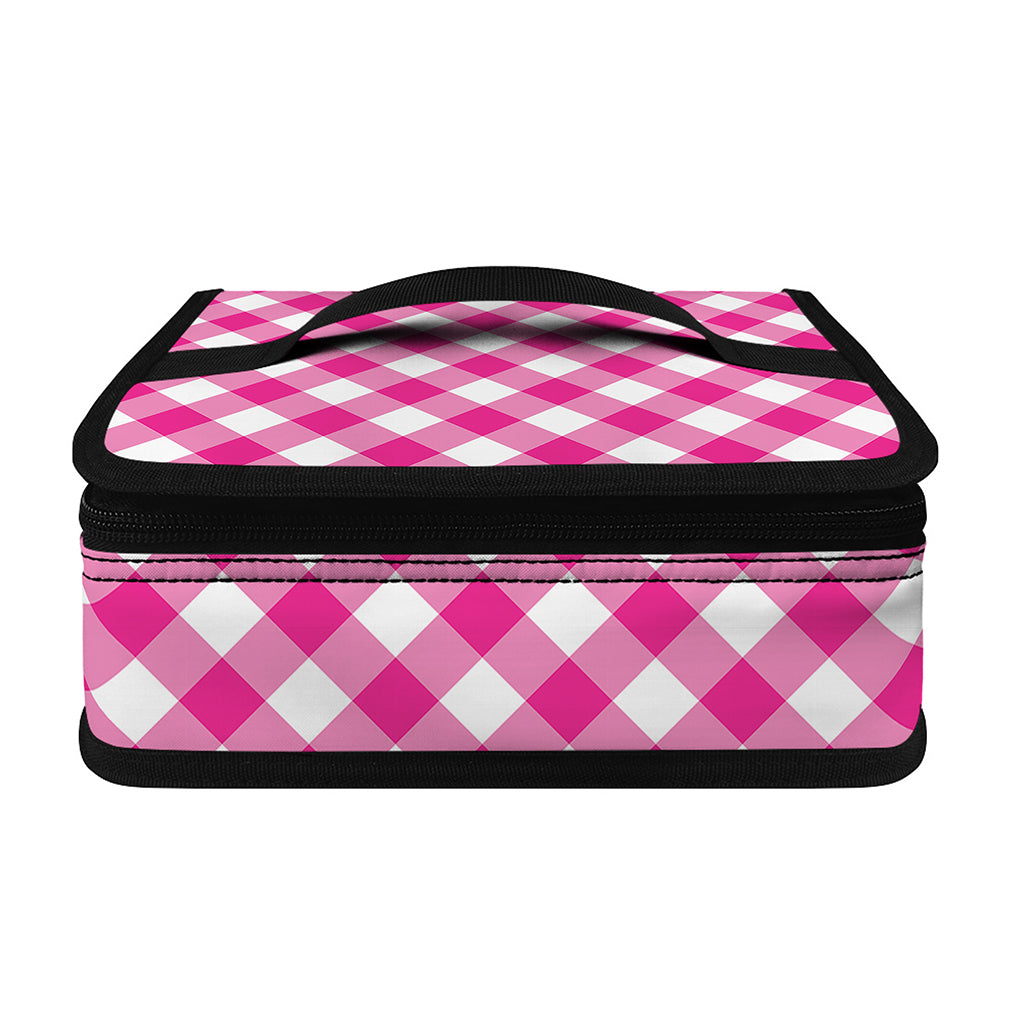 Magenta Pink And White Gingham Print Small Lunch Bag