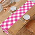Magenta Pink And White Gingham Print Table Runner