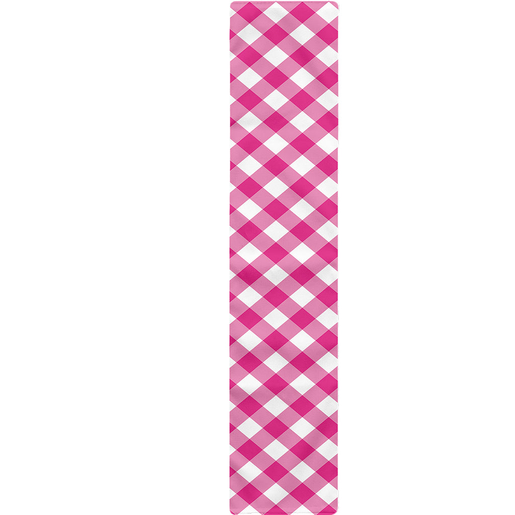 Magenta Pink And White Gingham Print Table Runner
