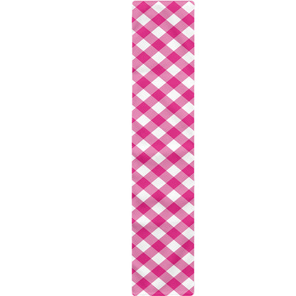 Magenta Pink And White Gingham Print Table Runner