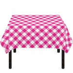 Magenta Pink And White Gingham Print Tablecloth