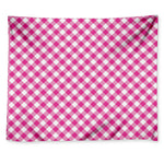 Magenta Pink And White Gingham Print Tapestry
