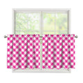 Magenta Pink And White Gingham Print Tier Curtains