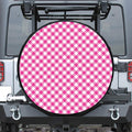 Magenta Pink And White Gingham Print Tire Cover