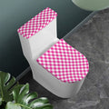 Magenta Pink And White Gingham Print Toilet Lid And Tank Cover Set