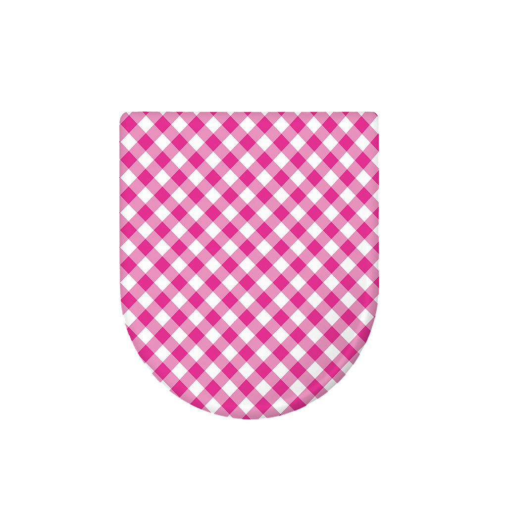 Magenta Pink And White Gingham Print Toilet Lid Cover