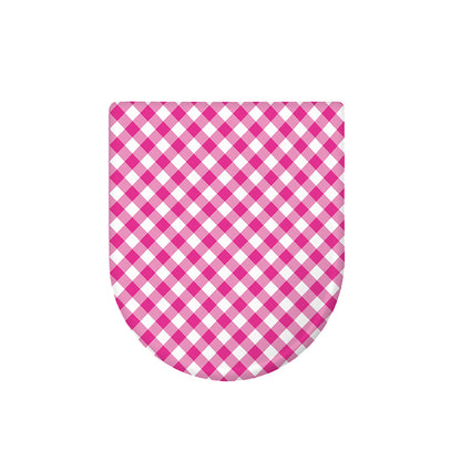 Magenta Pink And White Gingham Print Toilet Lid Cover