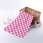 Magenta Pink And White Gingham Print Towel