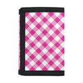 Magenta Pink And White Gingham Print Trifold Wallet