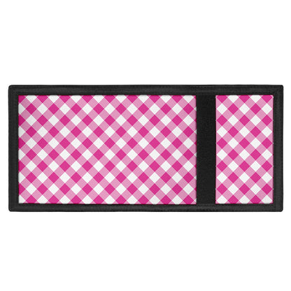 Magenta Pink And White Gingham Print Trifold Wallet