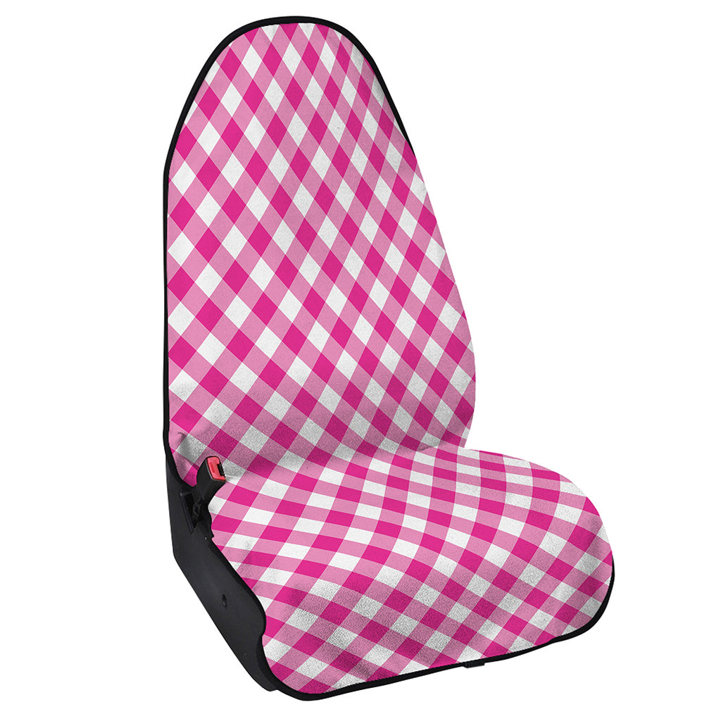 Magenta Pink And White Gingham Print Waterproof Car Seat Cover
