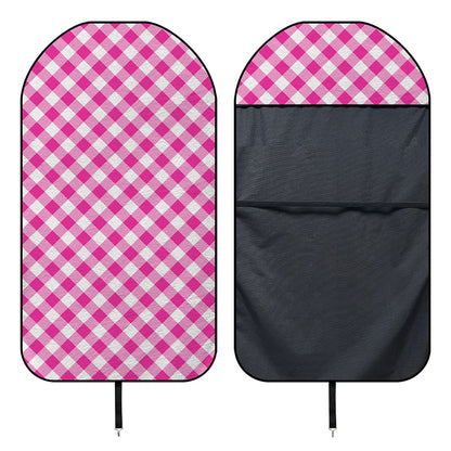 Magenta Pink And White Gingham Print Waterproof Car Seat Cover