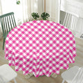 Magenta Pink And White Gingham Print Waterproof Round Tablecloth