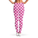 Magenta Pink And White Gingham Print Women's Leggings