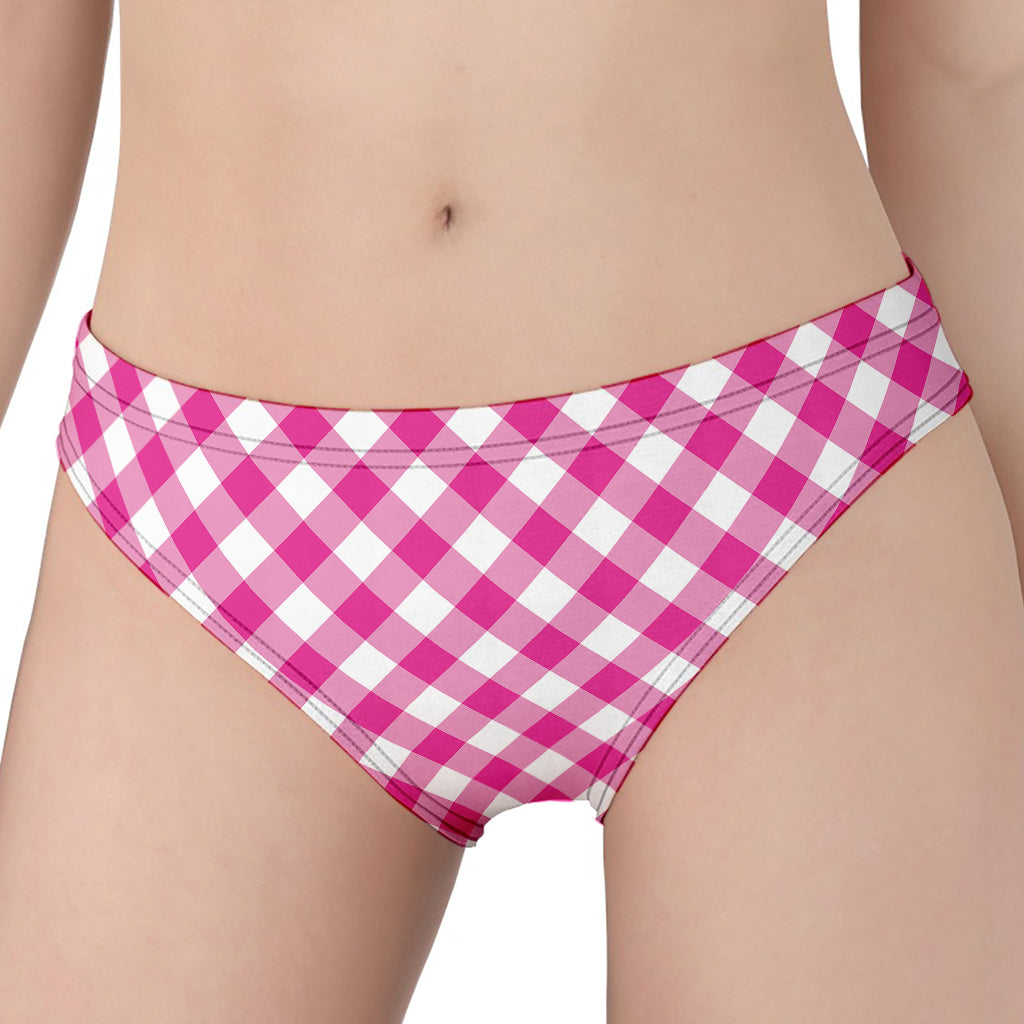 Magenta Pink And White Gingham Print Women's Panties