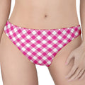 Magenta Pink And White Gingham Print Women's Thong