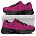 Magenta Pink (NOT Real) Glitter Print Black Chunky Shoes