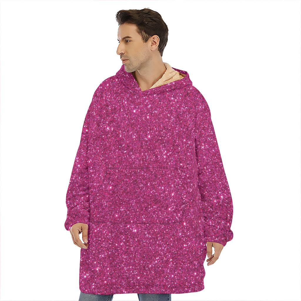 Magenta Pink Glitter Artwork Print (NOT Real Glitter) Hoodie Blanket