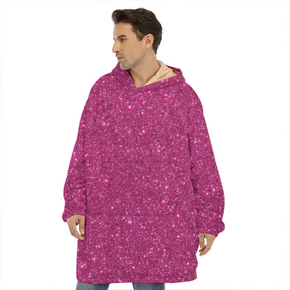 Magenta Pink Glitter Artwork Print (NOT Real Glitter) Hoodie Blanket