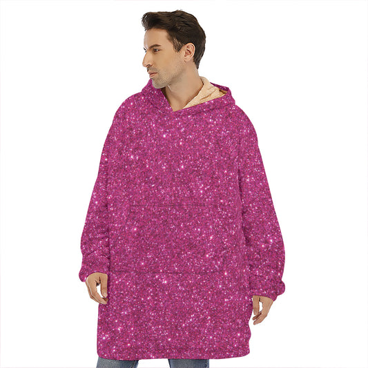 Magenta Pink Glitter Artwork Print (NOT Real Glitter) Hoodie Blanket