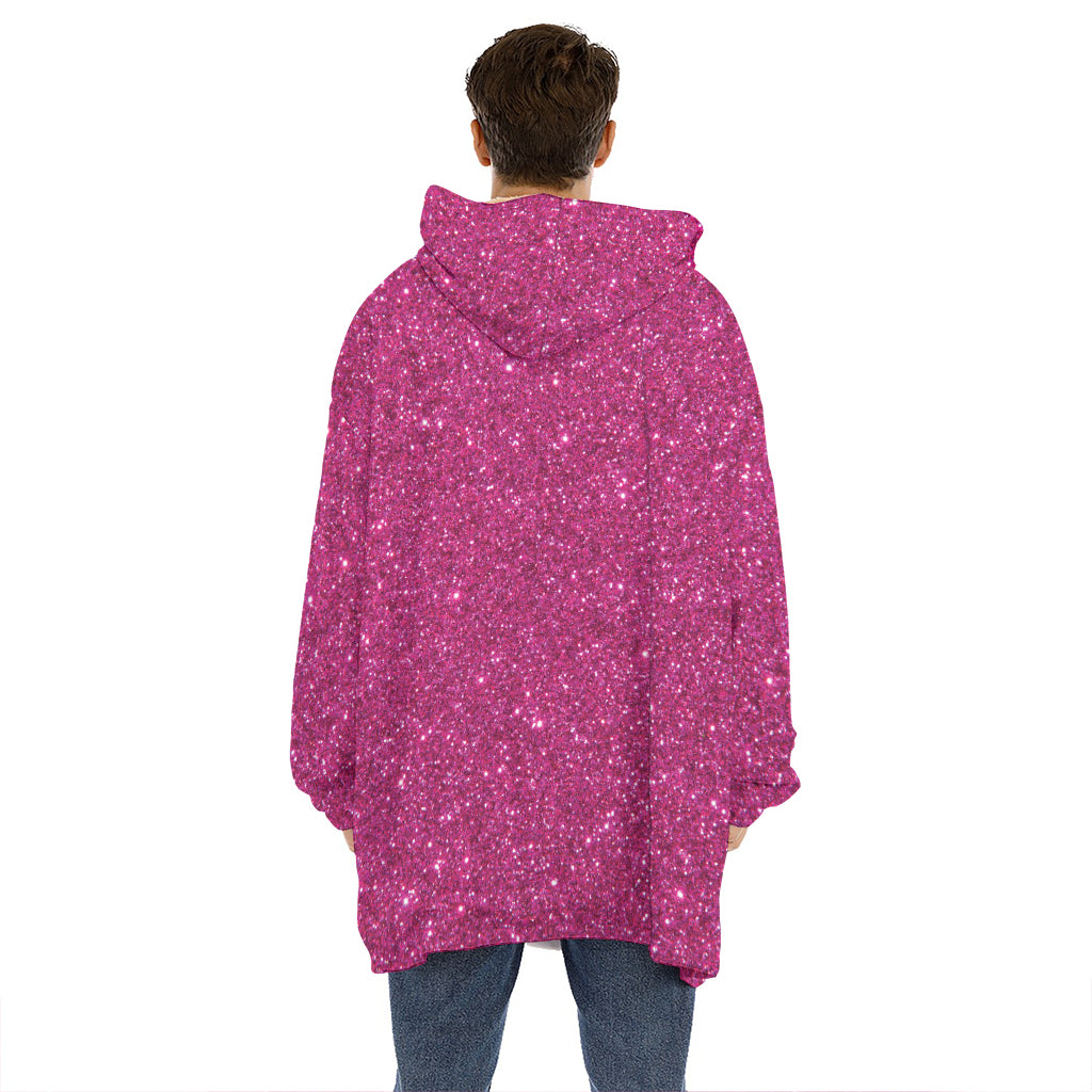 Magenta Pink Glitter Artwork Print (NOT Real Glitter) Hoodie Blanket