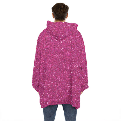 Magenta Pink Glitter Artwork Print (NOT Real Glitter) Hoodie Blanket
