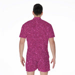 Magenta Pink Glitter Artwork Print (NOT Real Glitter) Men's Rompers