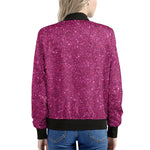 Magenta Pink Glitter Artwork Print (NOT Real Glitter) Women's Bomber Jacket