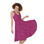 Magenta Pink Glitter Artwork Print (NOT Real Glitter) Women's Sleeveless Dress
