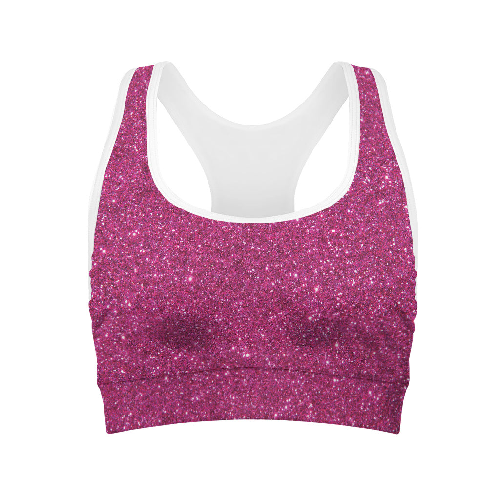 Magenta Pink Glitter Artwork Print (NOT Real Glitter) Women's Sports Bra