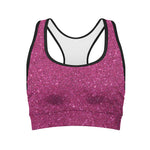 Magenta Pink Glitter Artwork Print (NOT Real Glitter) Women's Sports Bra