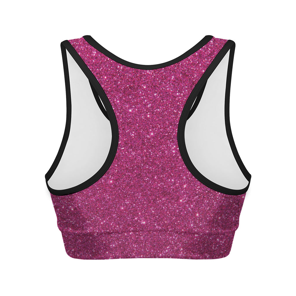 Magenta Pink Glitter Artwork Print (NOT Real Glitter) Women's Sports Bra