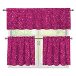 Magenta Pink (NOT Real) Glitter Print 3 Piece Kitchen Curtains