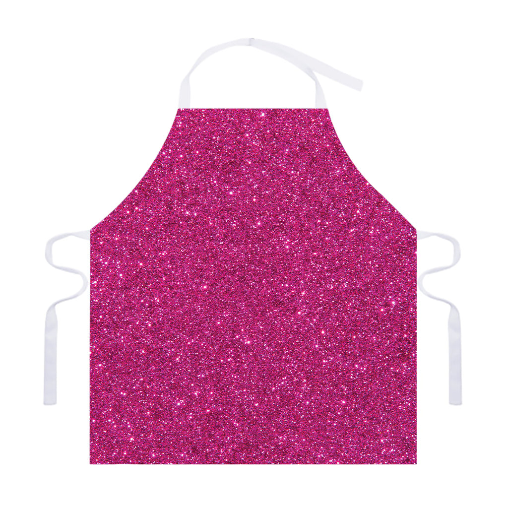 Magenta Pink (NOT Real) Glitter Print Adjustable Apron