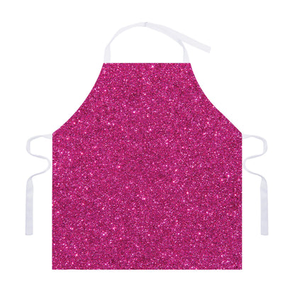 Magenta Pink (NOT Real) Glitter Print Adjustable Apron