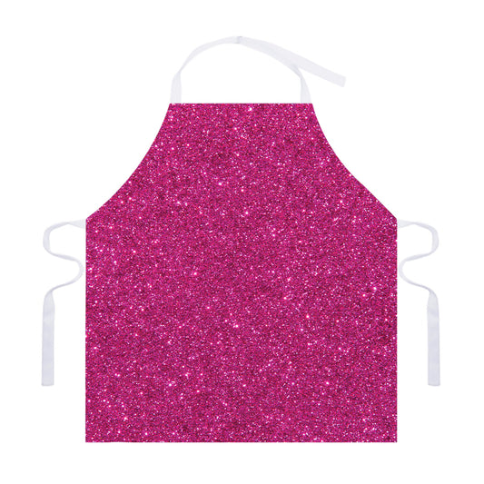 Magenta Pink (NOT Real) Glitter Print Adjustable Apron
