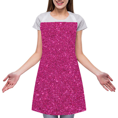 Magenta Pink (NOT Real) Glitter Print Adjustable Apron