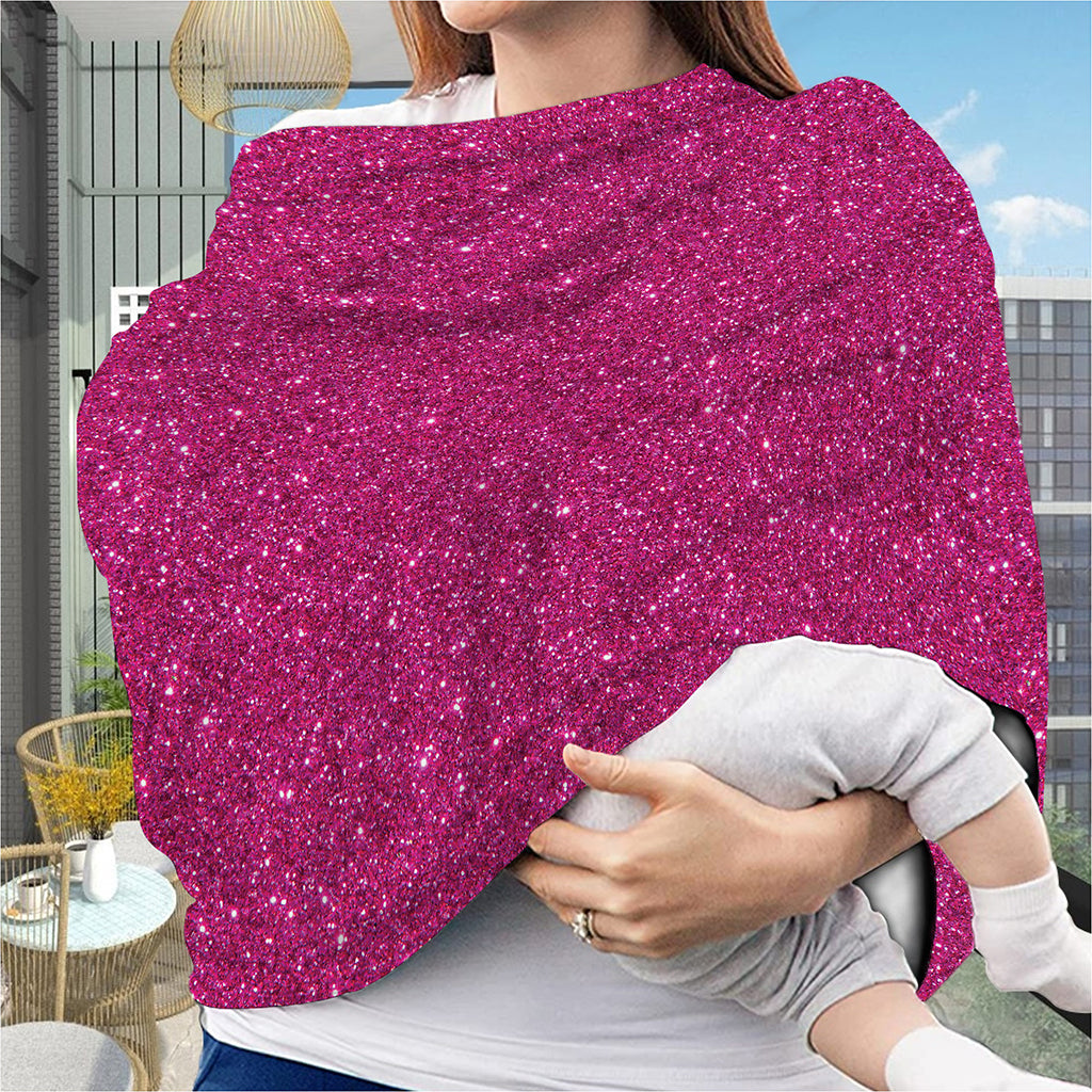 Magenta Pink (NOT Real) Glitter Print Baby Seat Cover