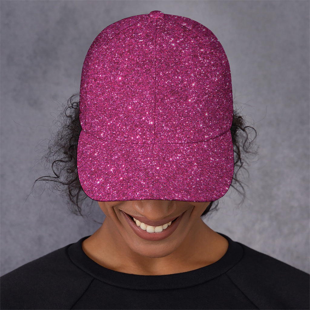 Magenta Pink (NOT Real) Glitter Print Baseball Cap