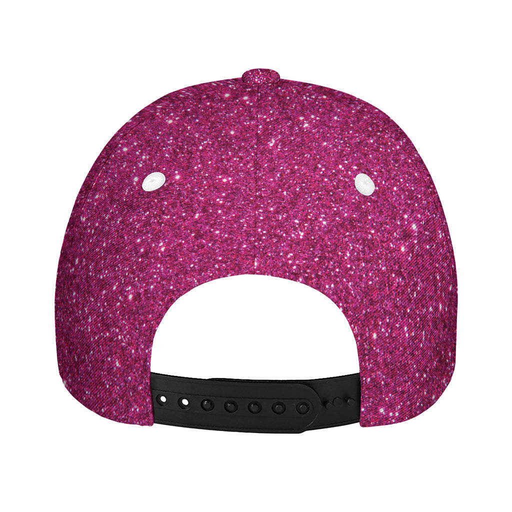 Magenta Pink (NOT Real) Glitter Print Baseball Cap