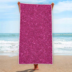 Magenta Pink (NOT Real) Glitter Print Beach Towel