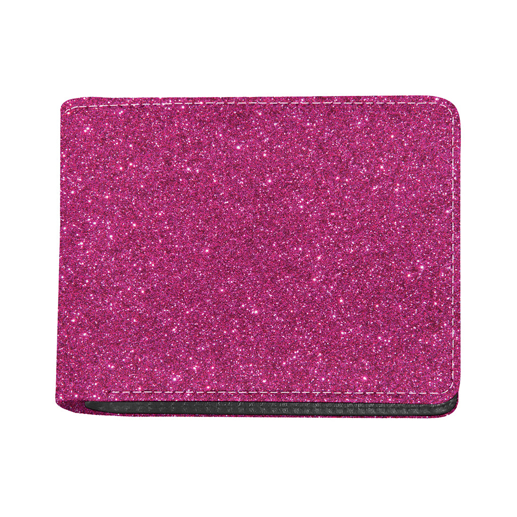 Magenta Pink (NOT Real) Glitter Print Bifold Wallet