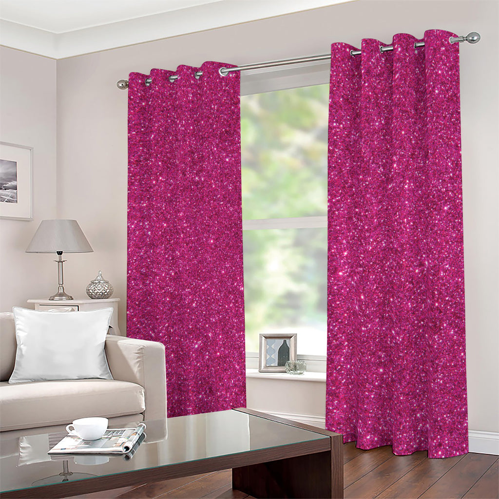 Magenta Pink (NOT Real) Glitter Print Blackout Grommet Curtains