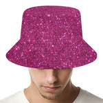 Magenta Pink (NOT Real) Glitter Print Bucket Hat