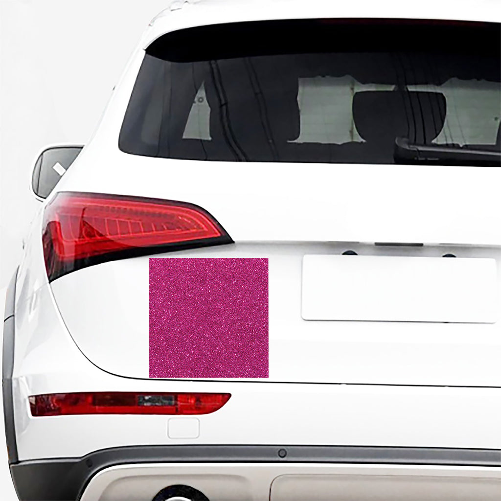 Magenta Pink (NOT Real) Glitter Print Car Sticker