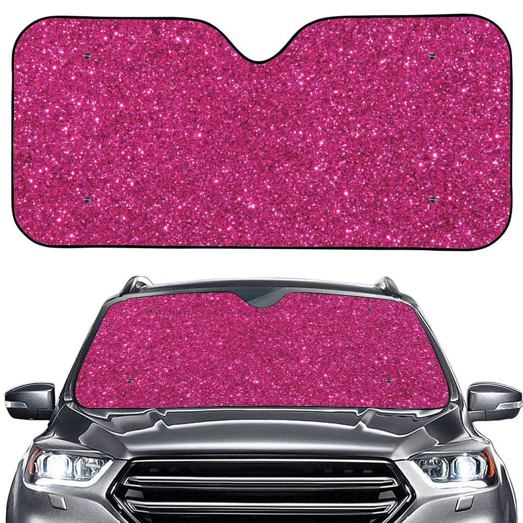 Magenta Pink (NOT Real) Glitter Print Car Windshield Sun Shade